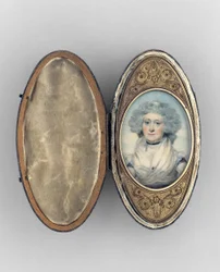 Scatola da cipria con ritratto di una donna
